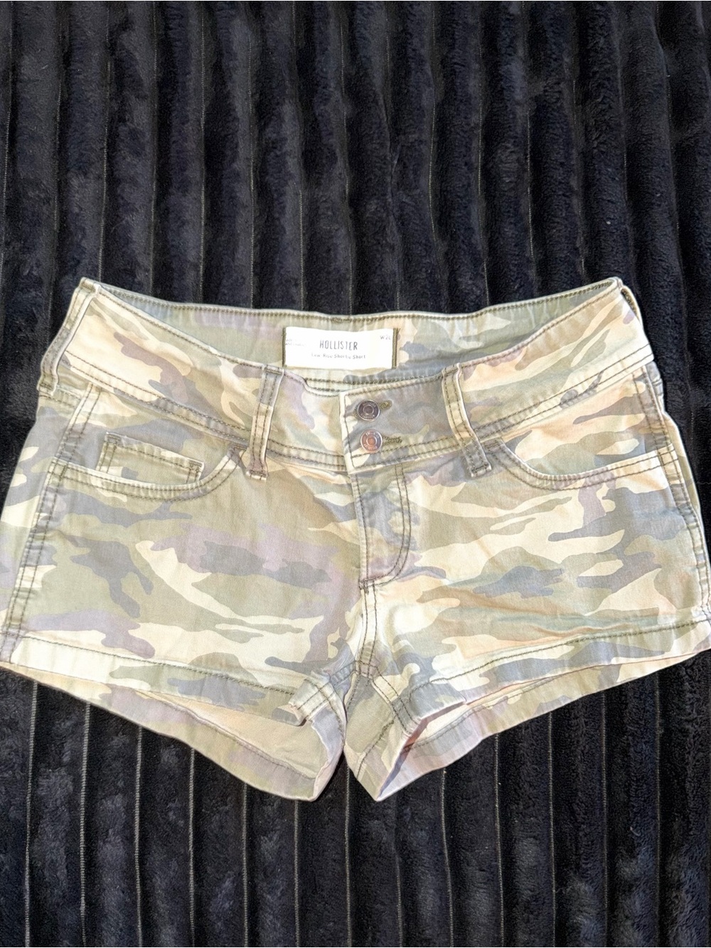 Hollister Y2K Women's Camo Low-Rise Denim Shorts - Green/Tan